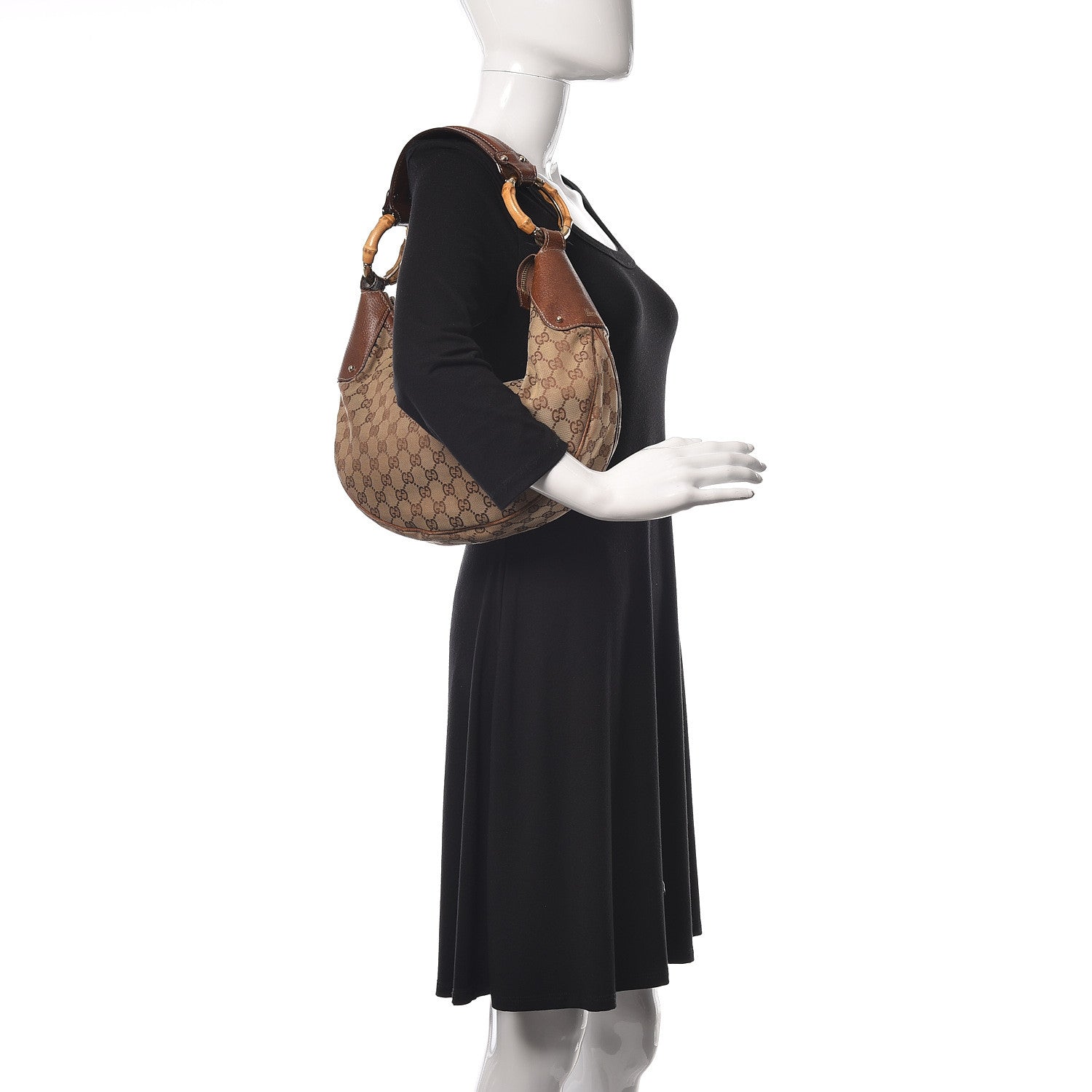 Gucci Monogram Bamboo Ring Hobo Brown 2 of 17