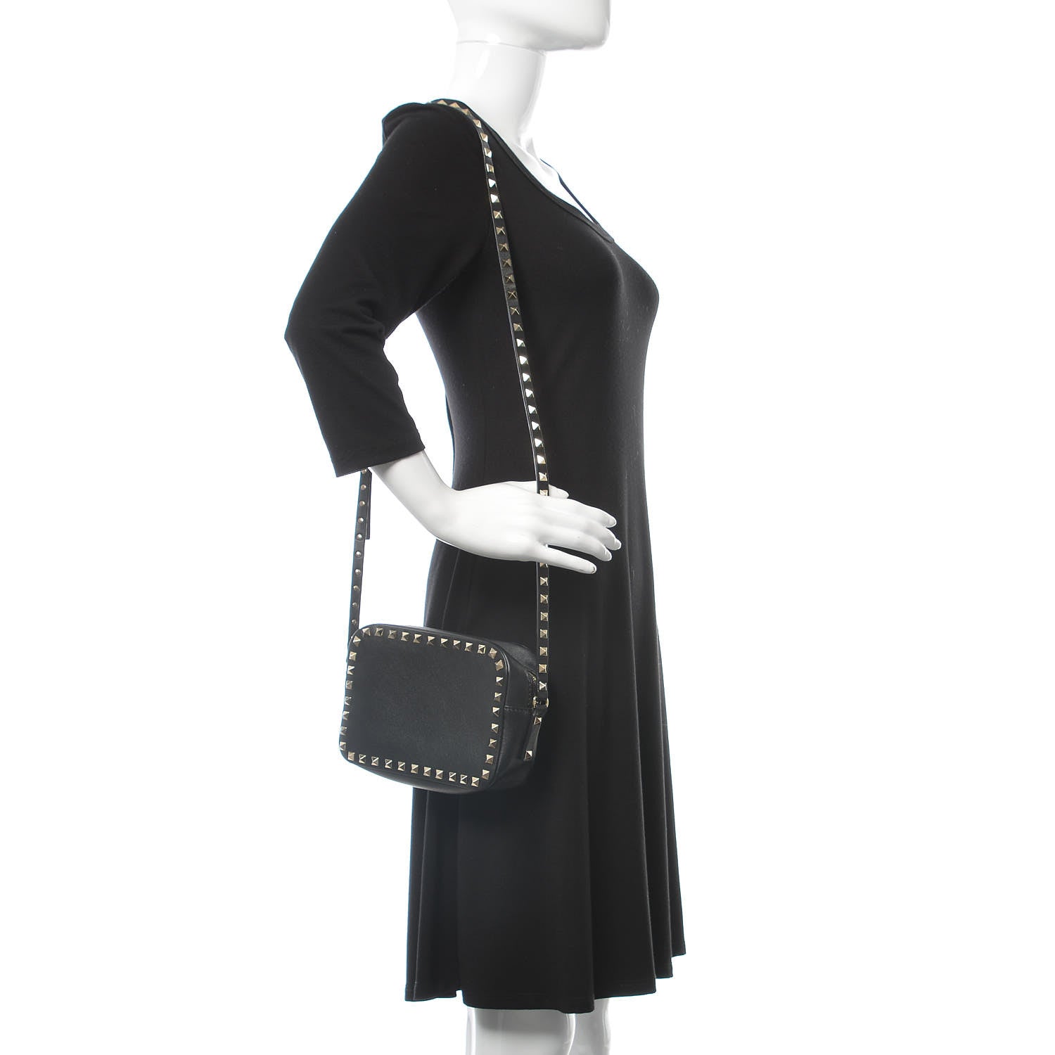 Valentino Garavani Calfskin Rockstud Camera Crossbody Bag Black 2 of 10