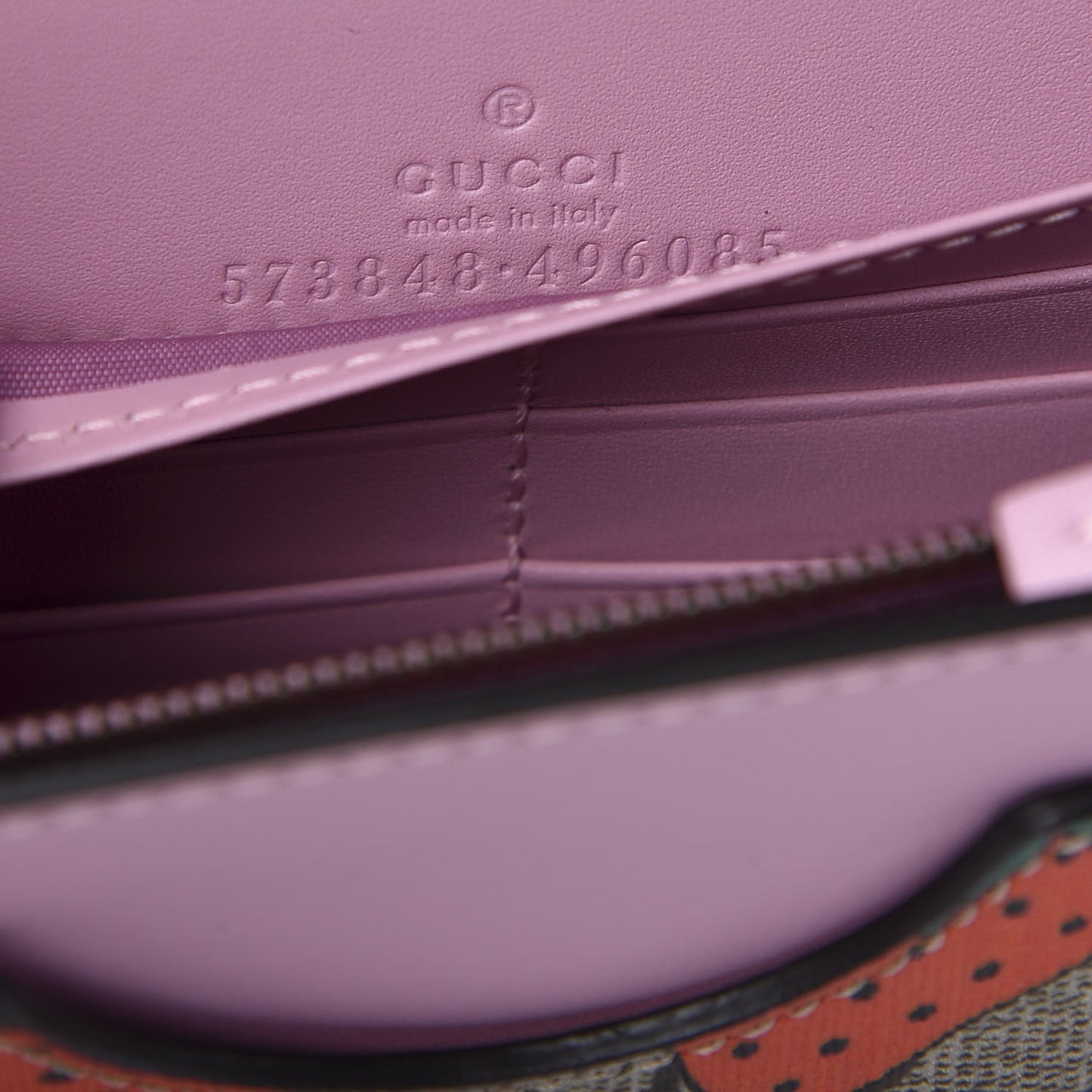 GG Supreme Monogram Strawberry Chain Wallet