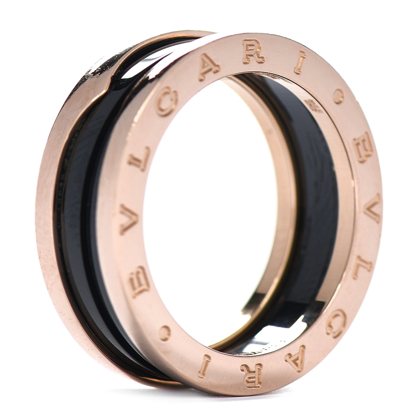 18K Rose Gold Black Ceramic B.Zero1 Two-Band Ring 59 8.75