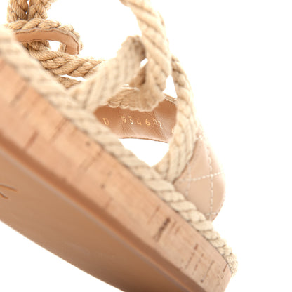 Chanel Cord Lambskin Quilted Logo Sandals 41 Beige 11 of 12