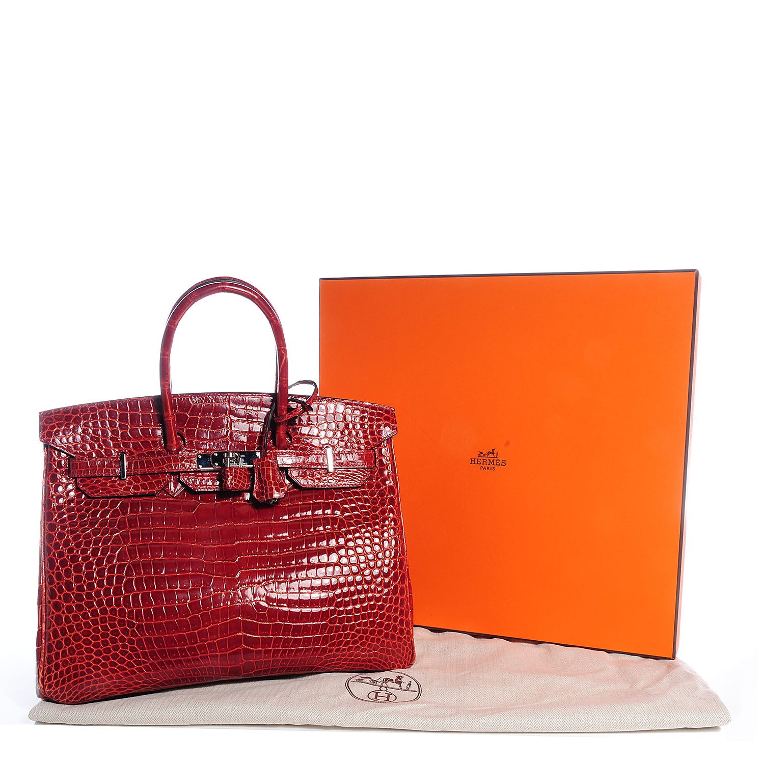 Hermes Shiny Porosus Crocodile Birkin 35 Rouge H 5 of 19