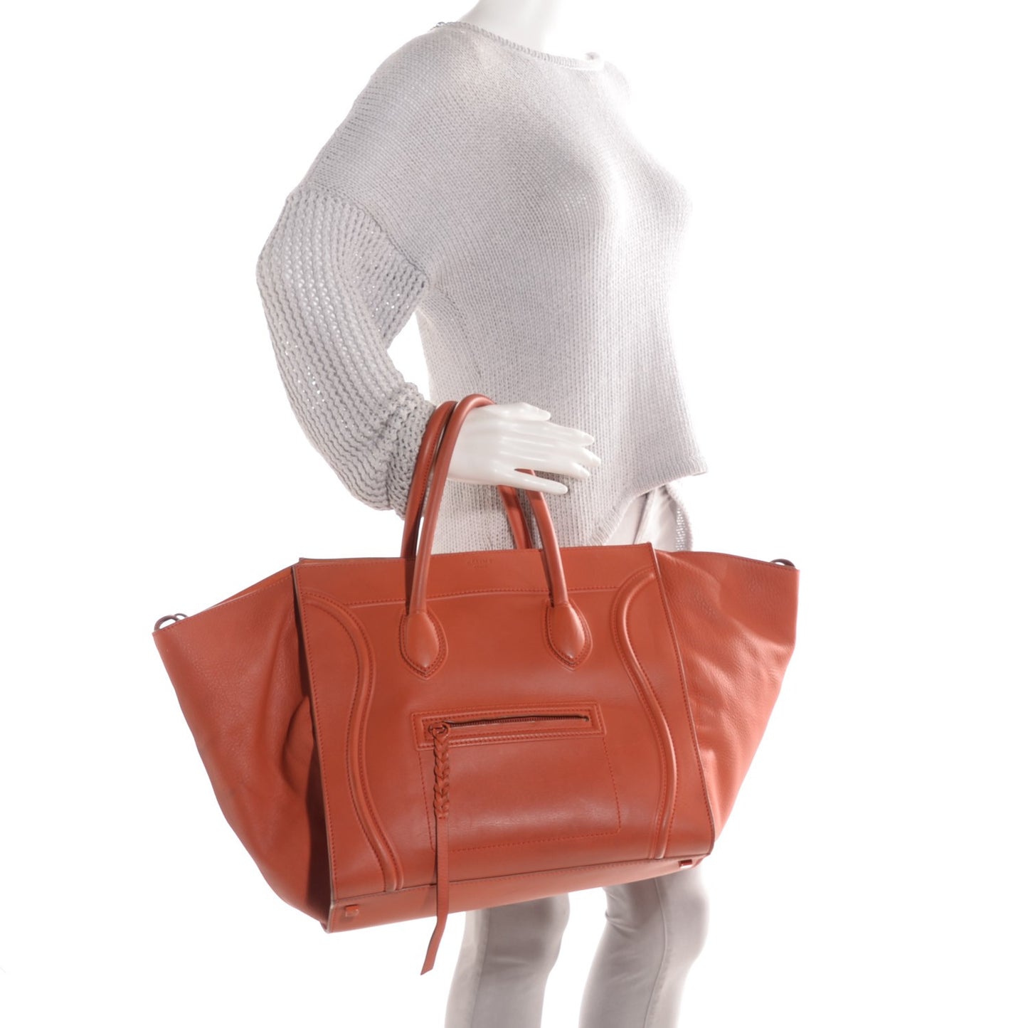 Supple Calfskin Large Phantom Luggage Orange