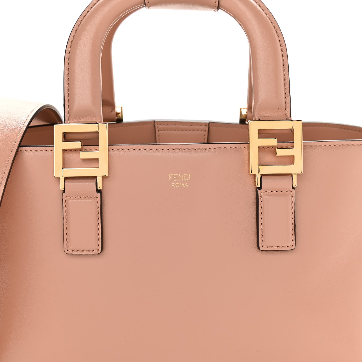 Fendi Vitello Glacier Small FF Tote Rosa Bourbon 7 of 9