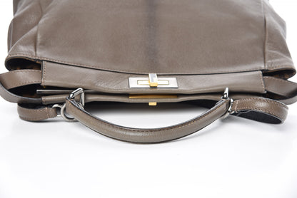 Fendi Goatskin Zucca Large Peekaboo Iconic Satchel Taupe Tobacco Moro 17 of 17