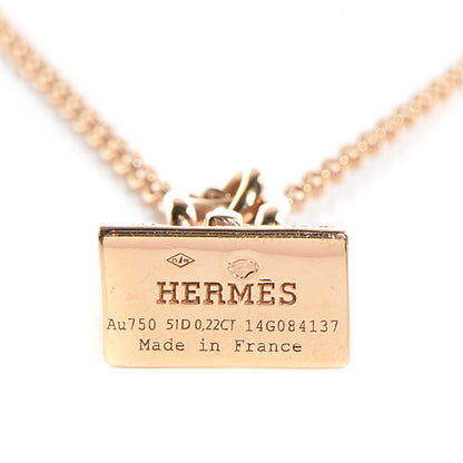 Hermes 18K Rose Gold Diamond Birkin Amulette Pendant Necklace 5 of 5
