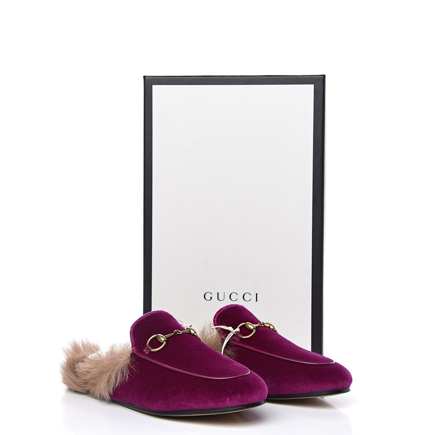 Velvet Fur Womens Princetown Slippers 36 Fucsia Violet Cyclamen Natural