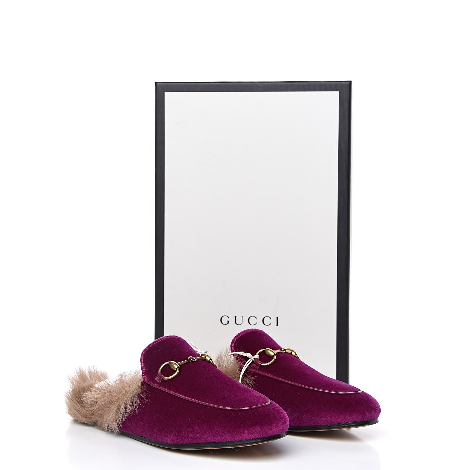 Gucci Velvet Fur Womens Princetown Slippers 36 Fucsia Violet Cyclamen Natural 8 of 8