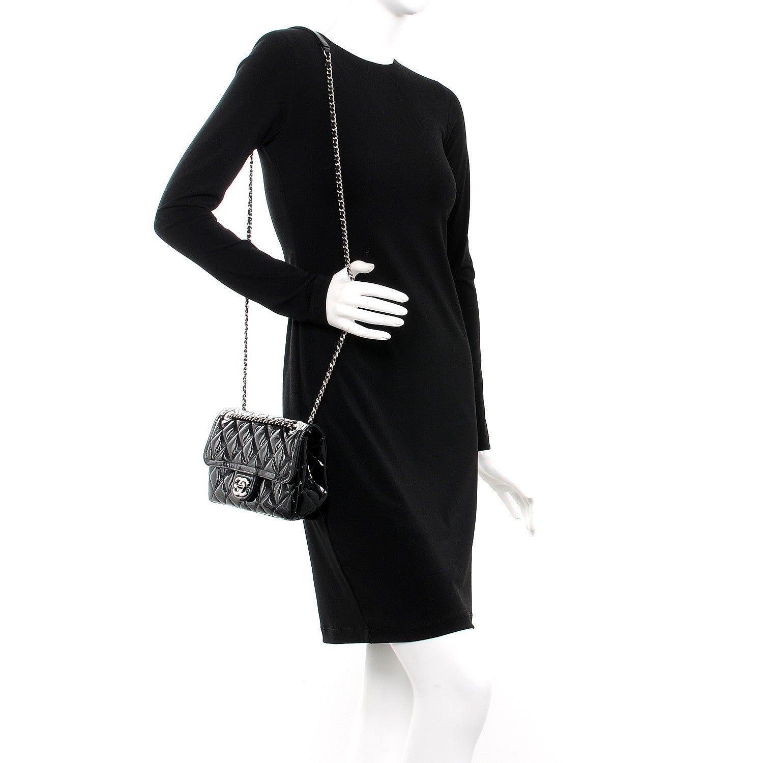 Chanel Patent Quilted Small Coco Shine Flap Black 2 of 7
