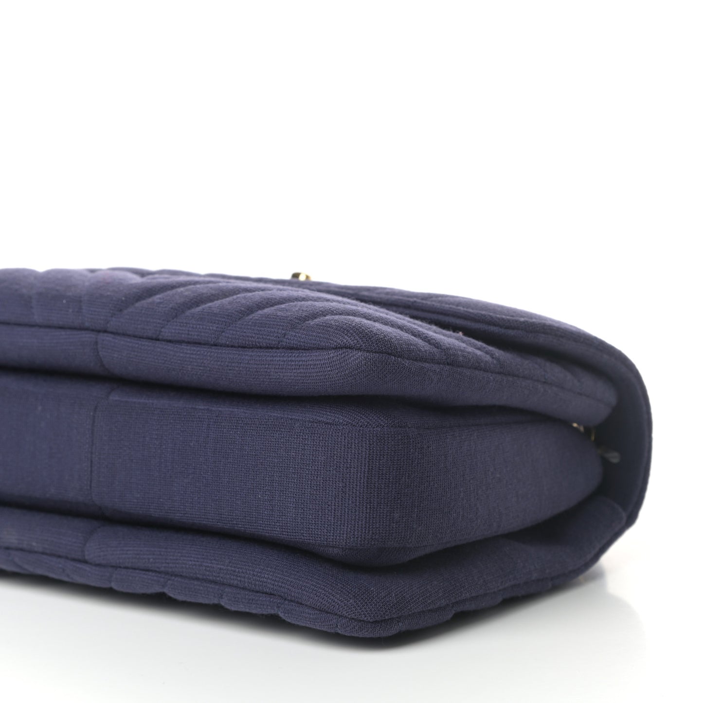 Jersey Chevron Quilted Small Trendy CC Dual Handle Flap Bag Navy Blue