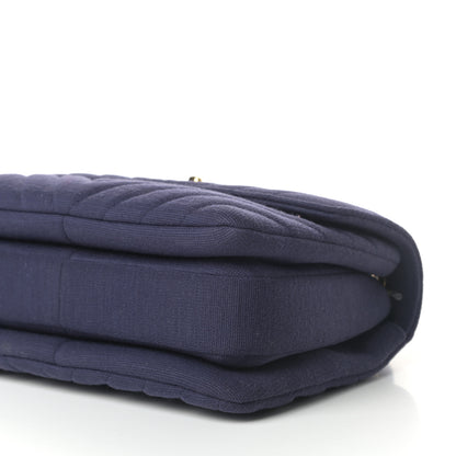 Chanel Jersey Chevron Quilted Small Trendy CC Dual Handle Flap Bag Navy Blue 9 of 10