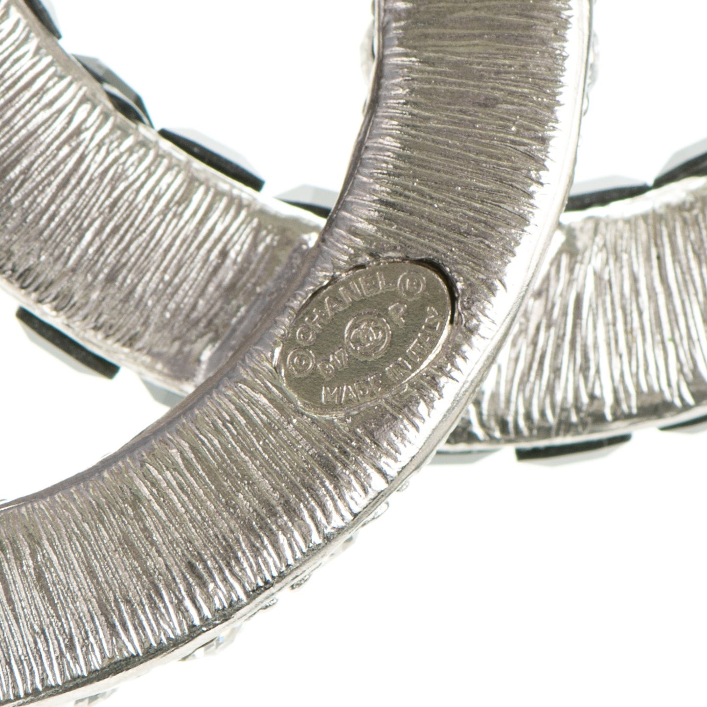 Baguette Crystal CC Brooch Silver Black