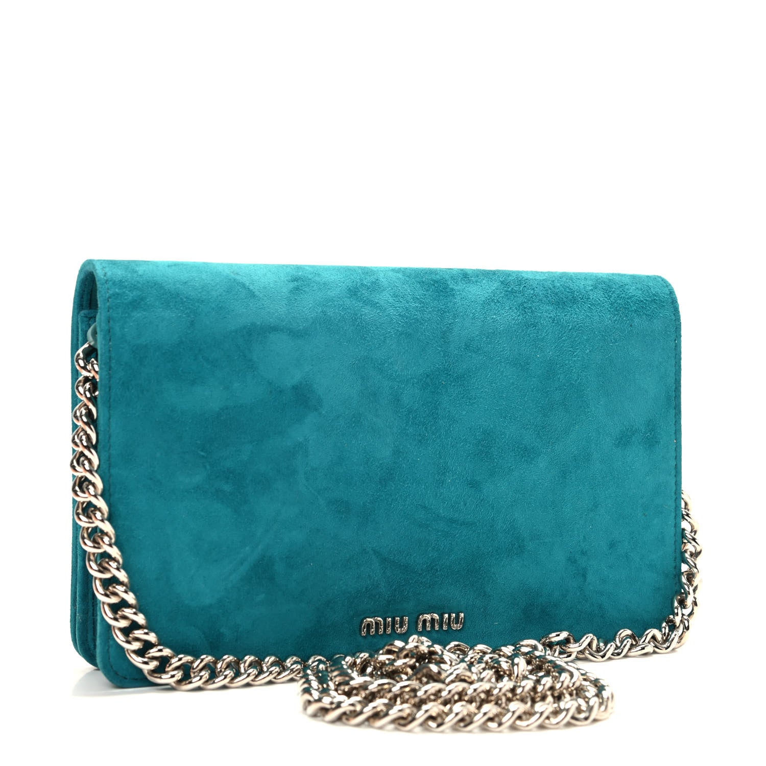 Miu Miu Camoscio Crystal Feather Embellished Wallet On Chain Ottanio 3 of 8