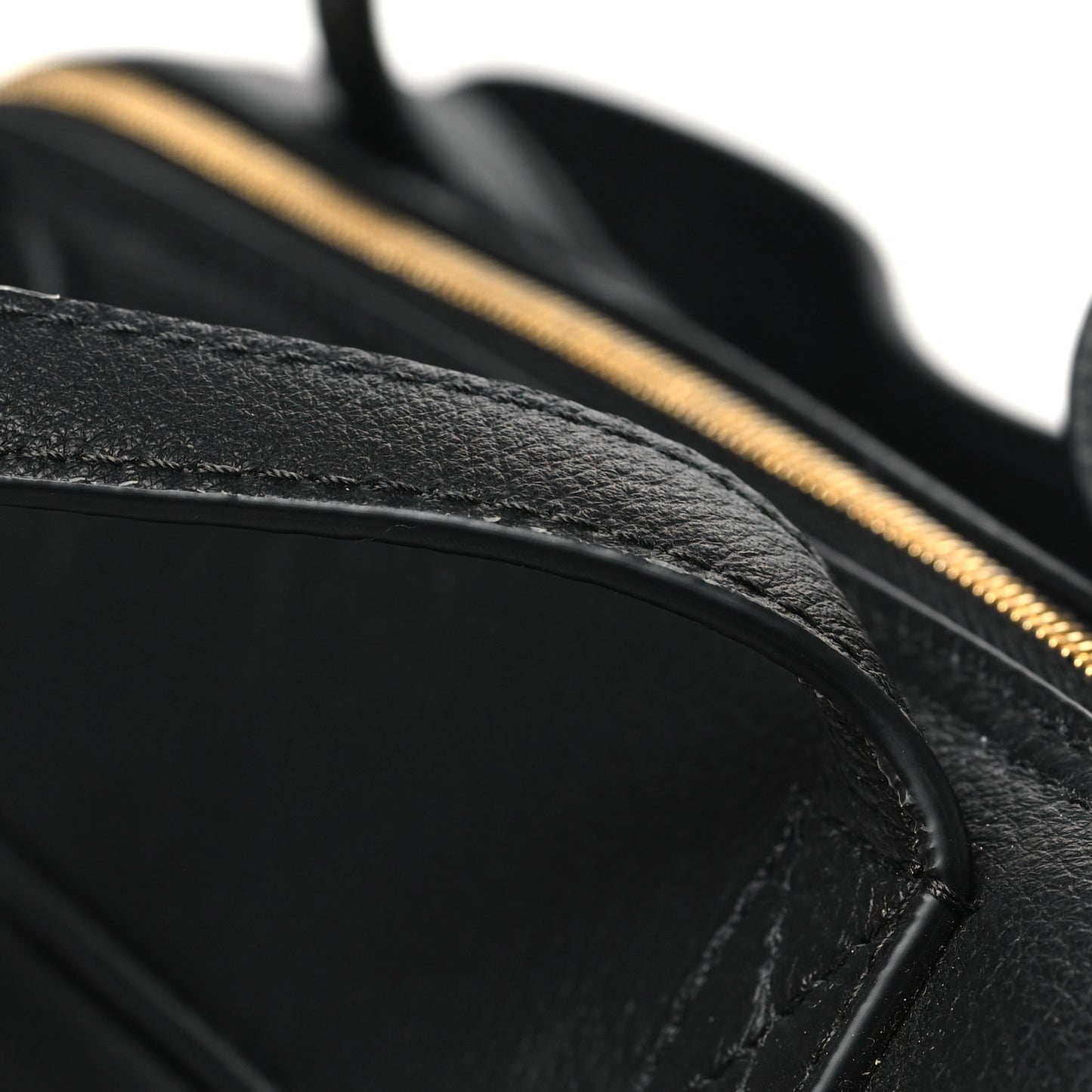 Grained Calfskin Small Carrie Bowling Bag Black