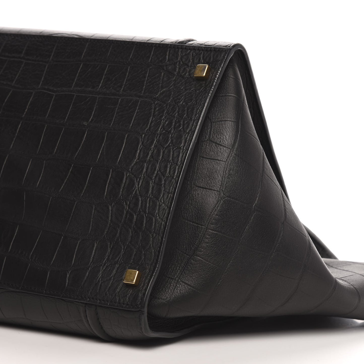 Crocodile Embossed Calfskin Large Phantom Luggage Black