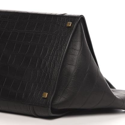 Celine Crocodile Embossed Calfskin Large Phantom Luggage Black 9 of 9