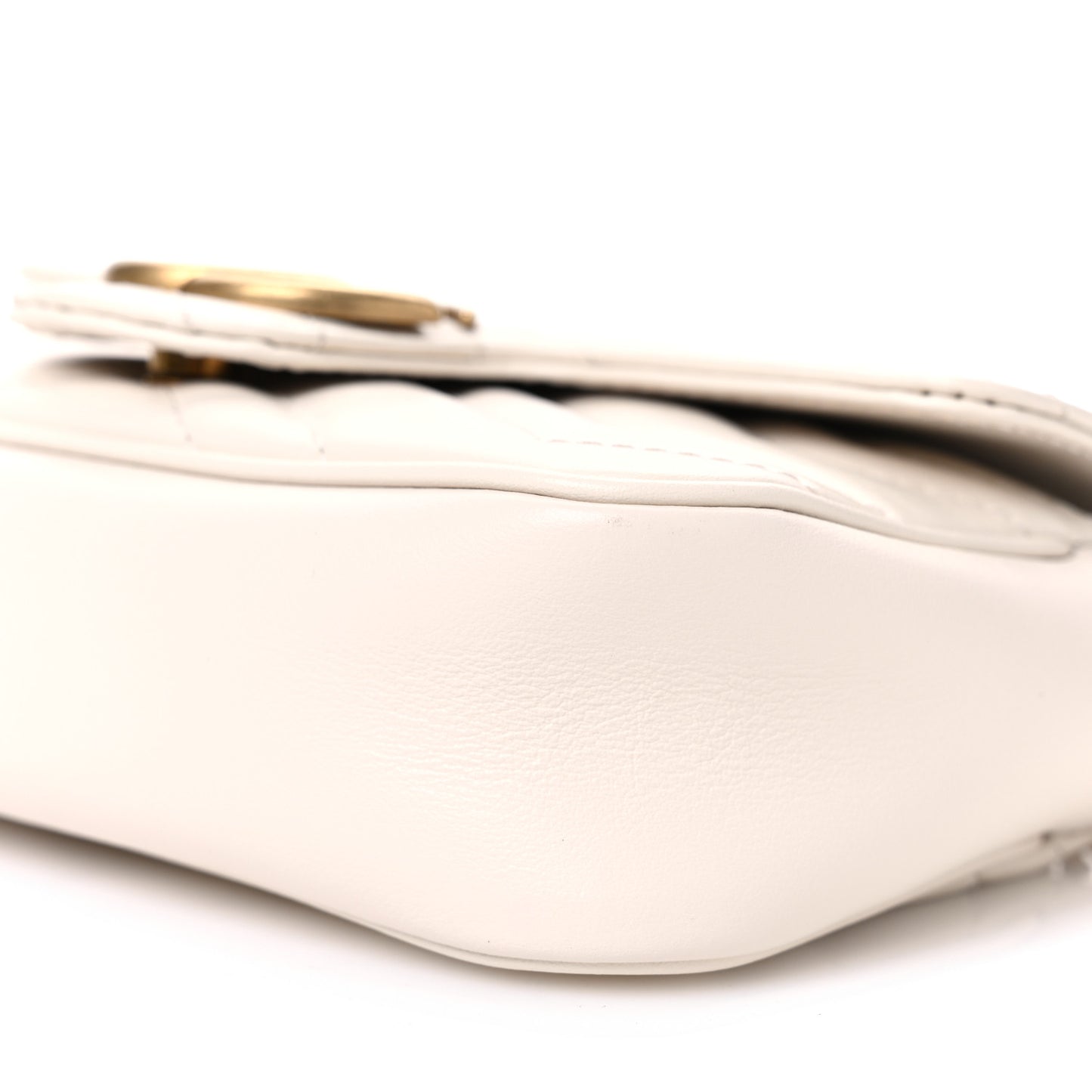 Calfskin Matelasse Super Mini GG Marmont Shoulder Bag White