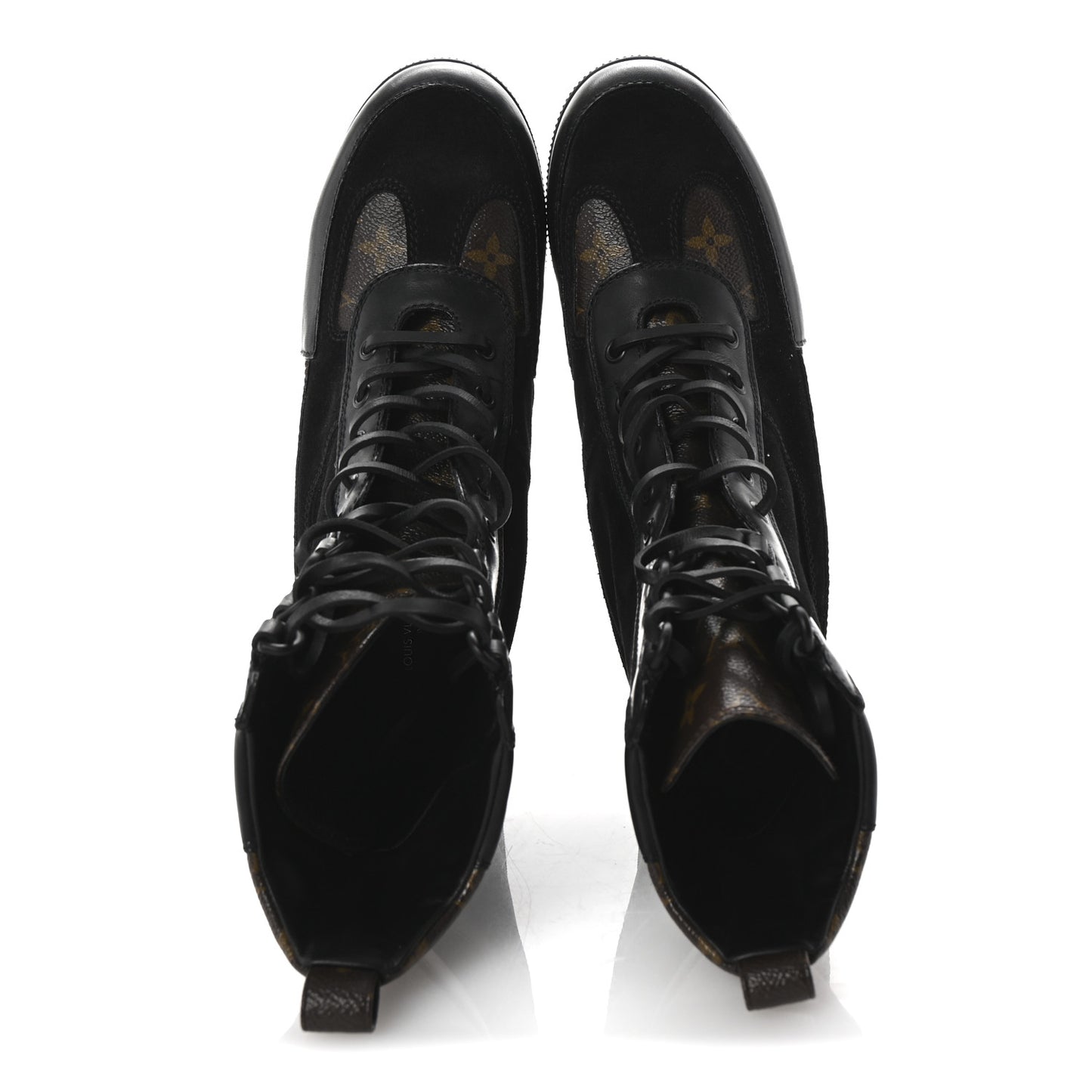 Suede Calfskin Monogram Laureate Platform Desert Boots 40 Black