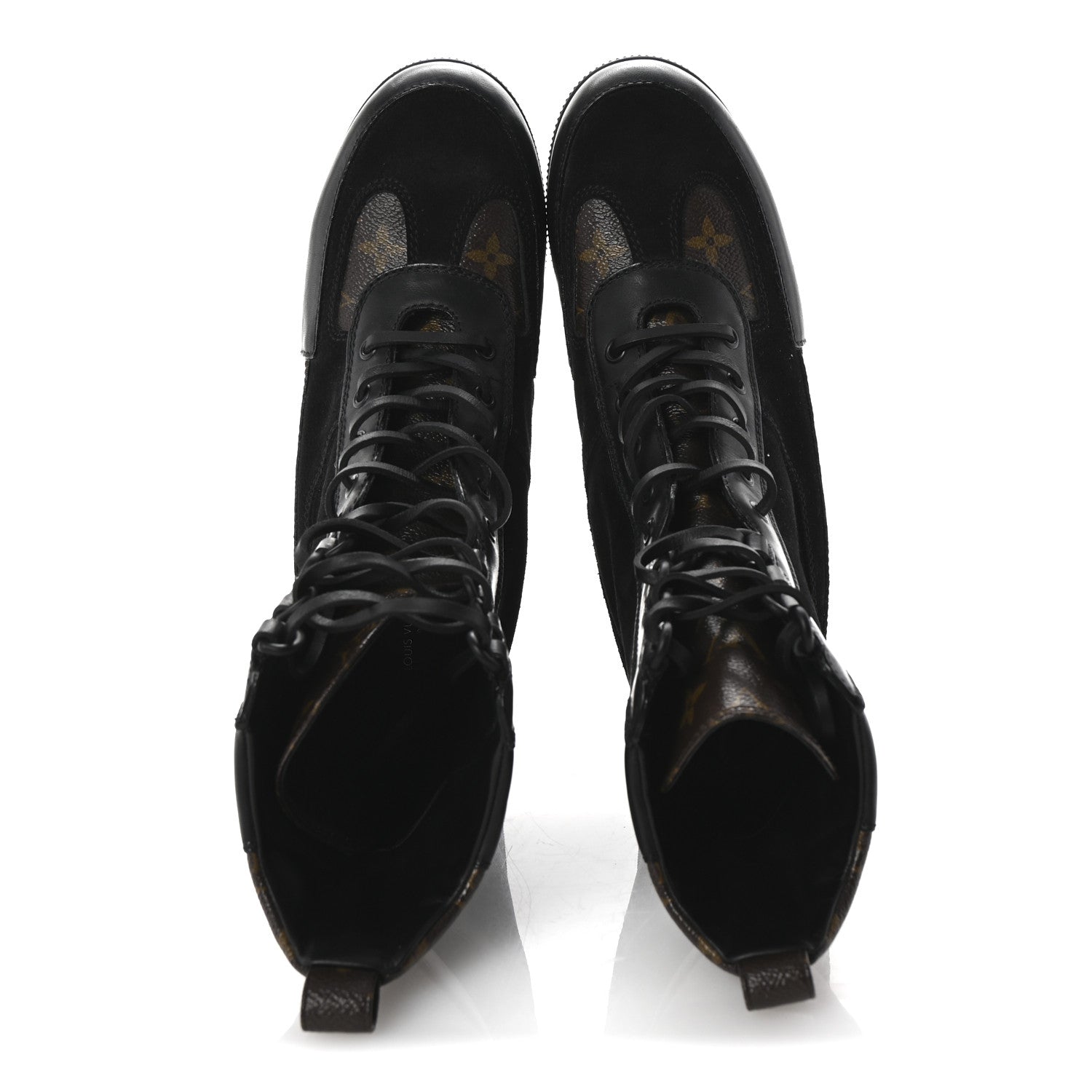 Louis Vuitton Suede Calfskin Monogram Laureate Platform Desert Boots 40 Black 2 of 9