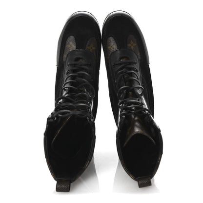 Louis Vuitton Suede Calfskin Monogram Laureate Platform Desert Boots 40 Black 2 of 9