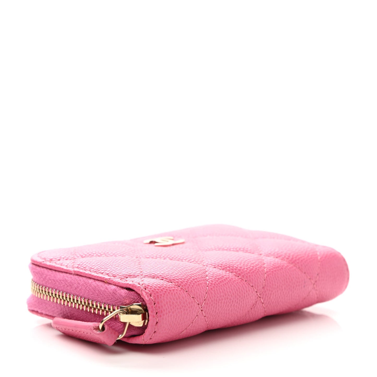Caviar Quilted Zip Coin Purse Pink