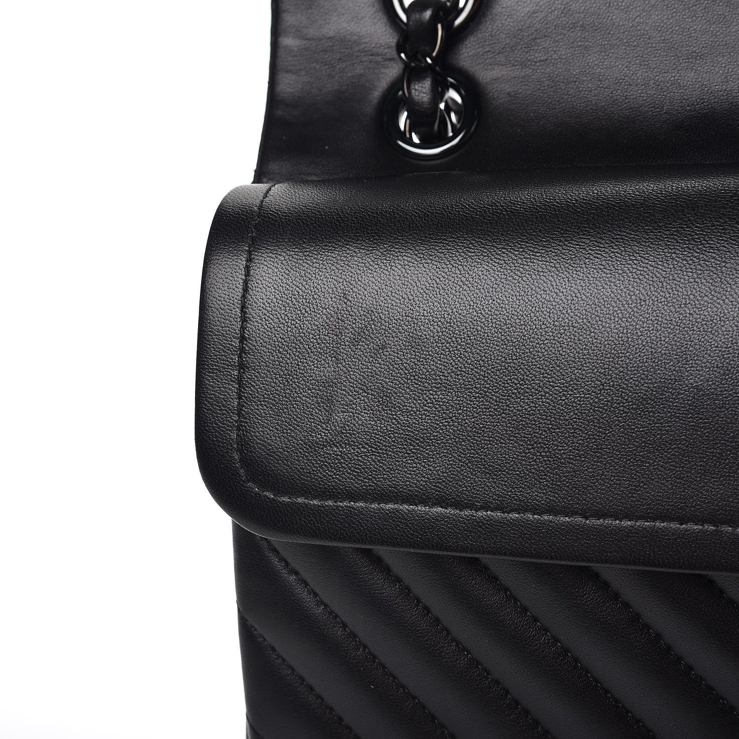 Chanel Lambskin Chevron Quilted Medium Double Flap So Black 10 of 10