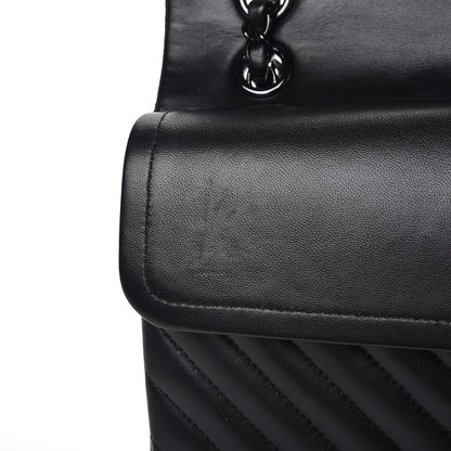 Chanel Lambskin Chevron Quilted Medium Double Flap So Black 10 of 10