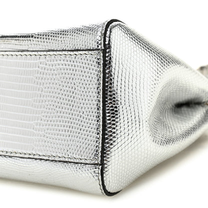 Fendi Metallic Lizard XS Peekaboo Iconic Satchel Silver 10 of 10