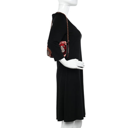 Chanel Velvet Lambskin Mini Camellia Flap Black Burgundy 2 of 12
