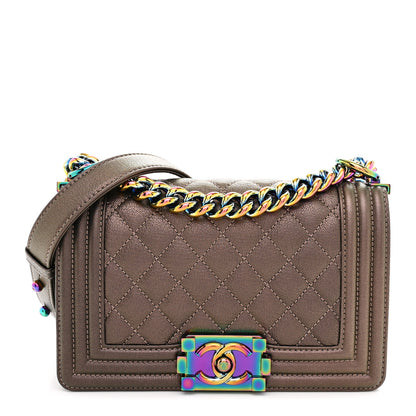 Chanel Iridescent Goatskin Quilted Small Boy Flap Dark Gold 1 of 10