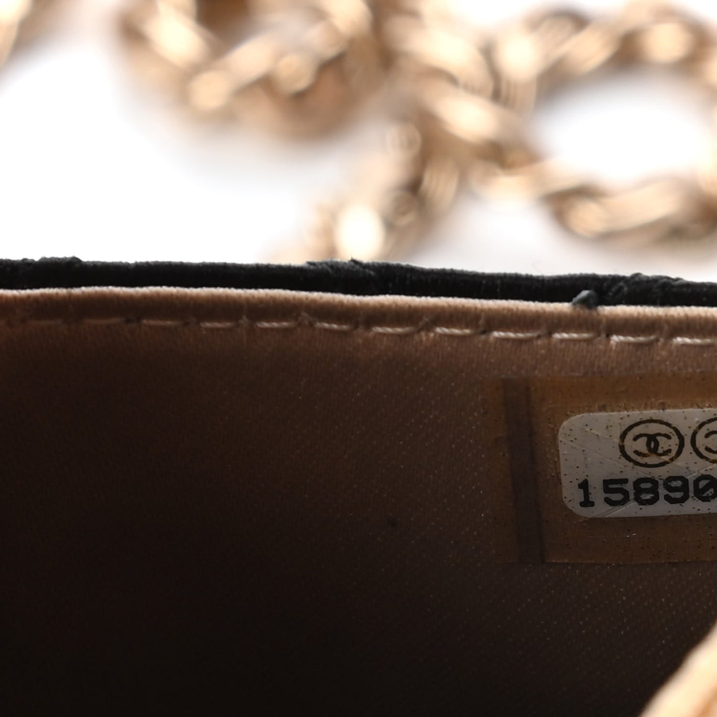 Satin Diamond Stitch Wallet On Chain WOC Black Gold