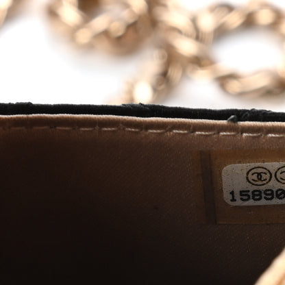 Chanel Satin Diamond Stitch Wallet On Chain WOC Black Gold 10 of 12