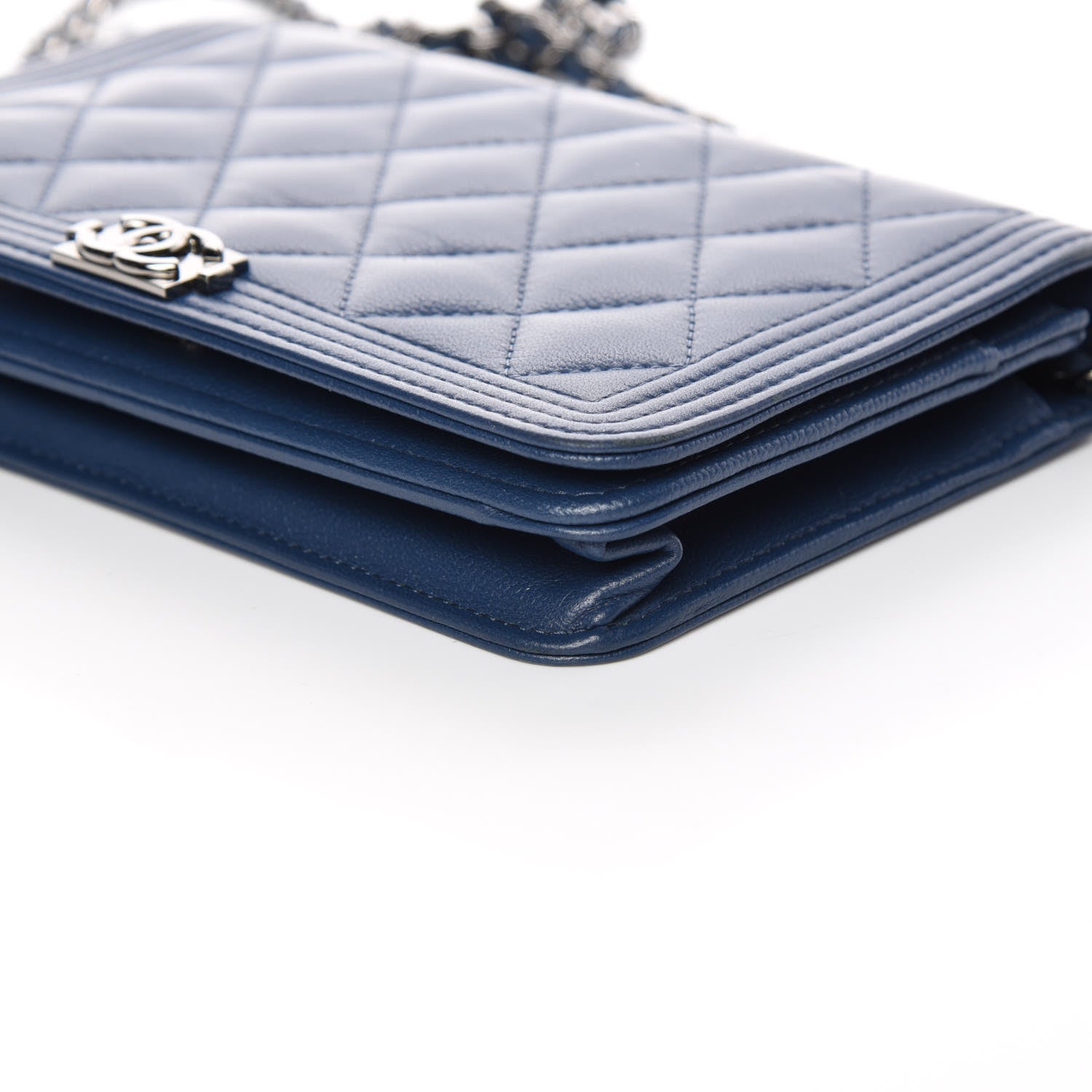 Chanel Caviar Quilted Boy Wallet On Chain WOC Blue 6 of 12