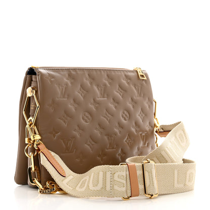 Louis Vuitton Lambskin Embossed Monogram Coussin PM Taupe 3 of 9