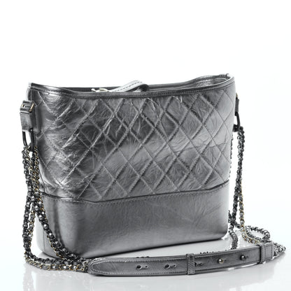 Chanel Metallic Lambskin Calfskin Quilted Medium Gabrielle Hobo Silver 2 of 4