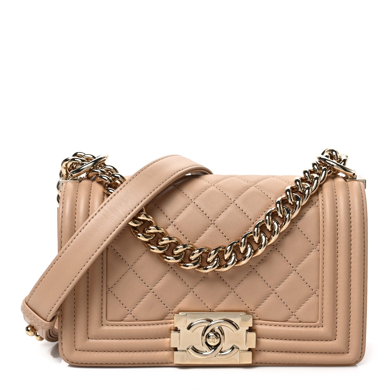 Chanel Calfskin Quilted Small Boy Flap Beige 1 of 8