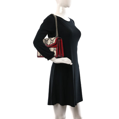 Gucci Tweed GG Monogram Small Dionysus Shoulder Bag White Black Romantic Cherry 3 of 9
