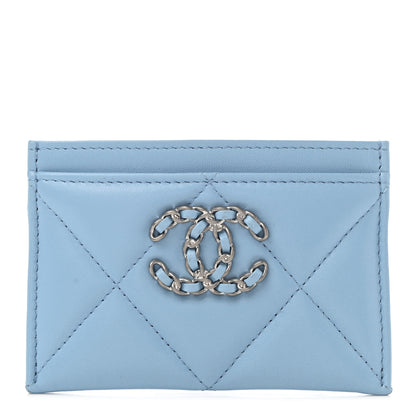 Chanel Lambskin Quilted Chanel 19 Card Holder Blue 1 of 8