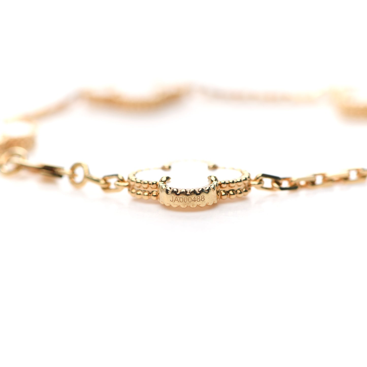 18K Yellow Gold Mother of Pearl 5 Motifs Vintage Alhambra Bracelet