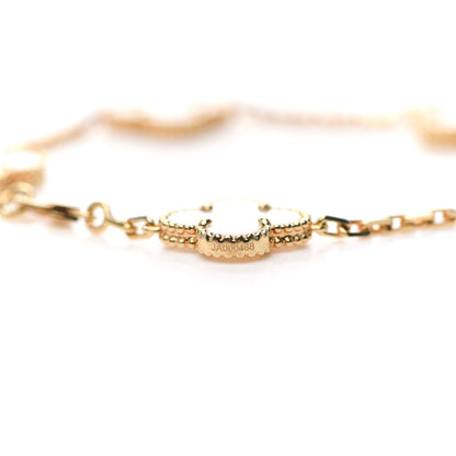 Van Cleef & Arpels 18K Yellow Gold Mother of Pearl 5 Motifs Vintage Alhambra Bracelet 4 of 5