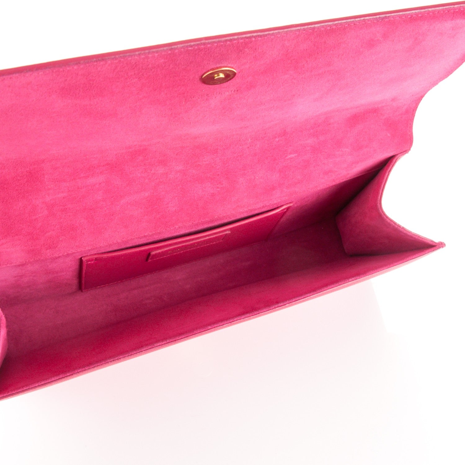 Saint Laurent Textured Patent Calfskin Classic Monogram Clutch Fuchsia 5 of 8