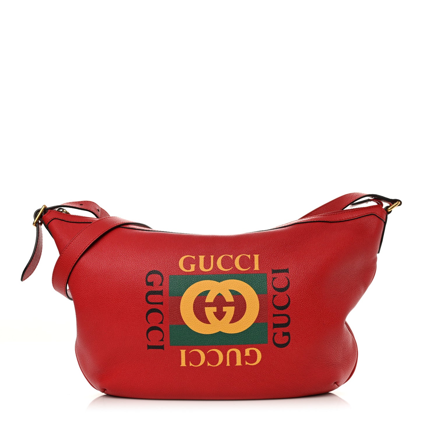 Grained Calfskin Logo Half Moon Hobo Red