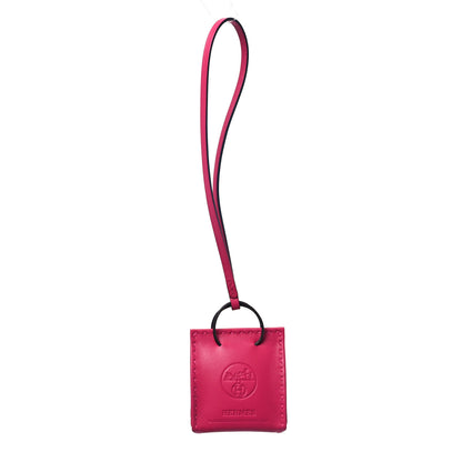 Hermes Milo Lambskin Swift Shopping Bag Charm Rose Mexico 1 of 5