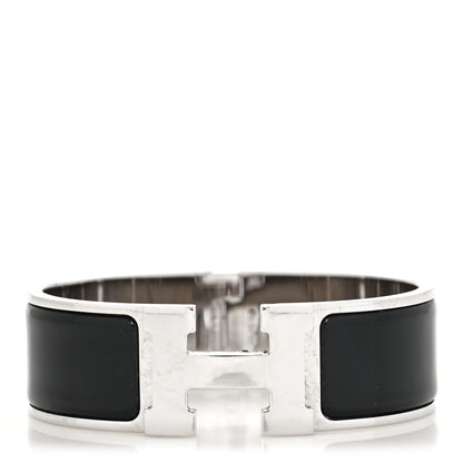 Hermes Enamel Wide Clic Clac H Bracelet GM Black 1 of 5