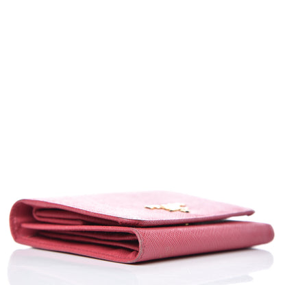 Prada Saffiano Metal Tri-Fold Wallet Peonia 4 of 12