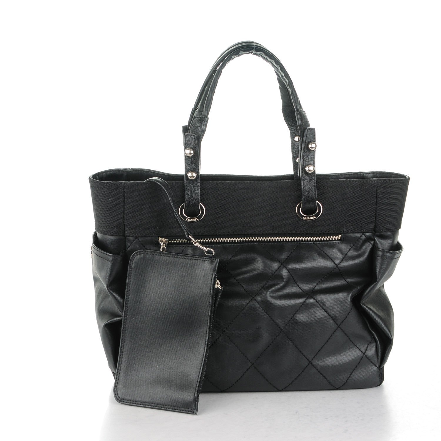 Chanel Coated Canvas Large Paris Biarritz Tote Black 5 of 10