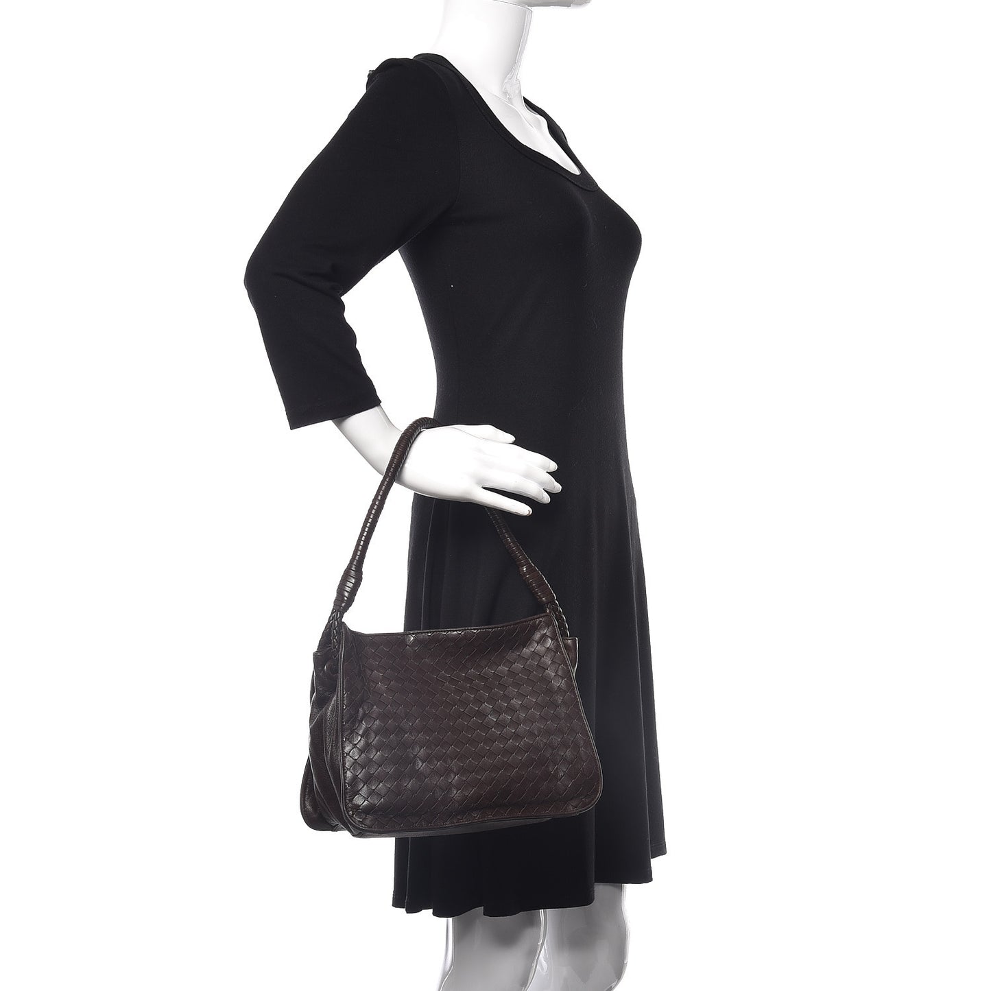 Nappa Intrecciato Shoulder Bag Ebano