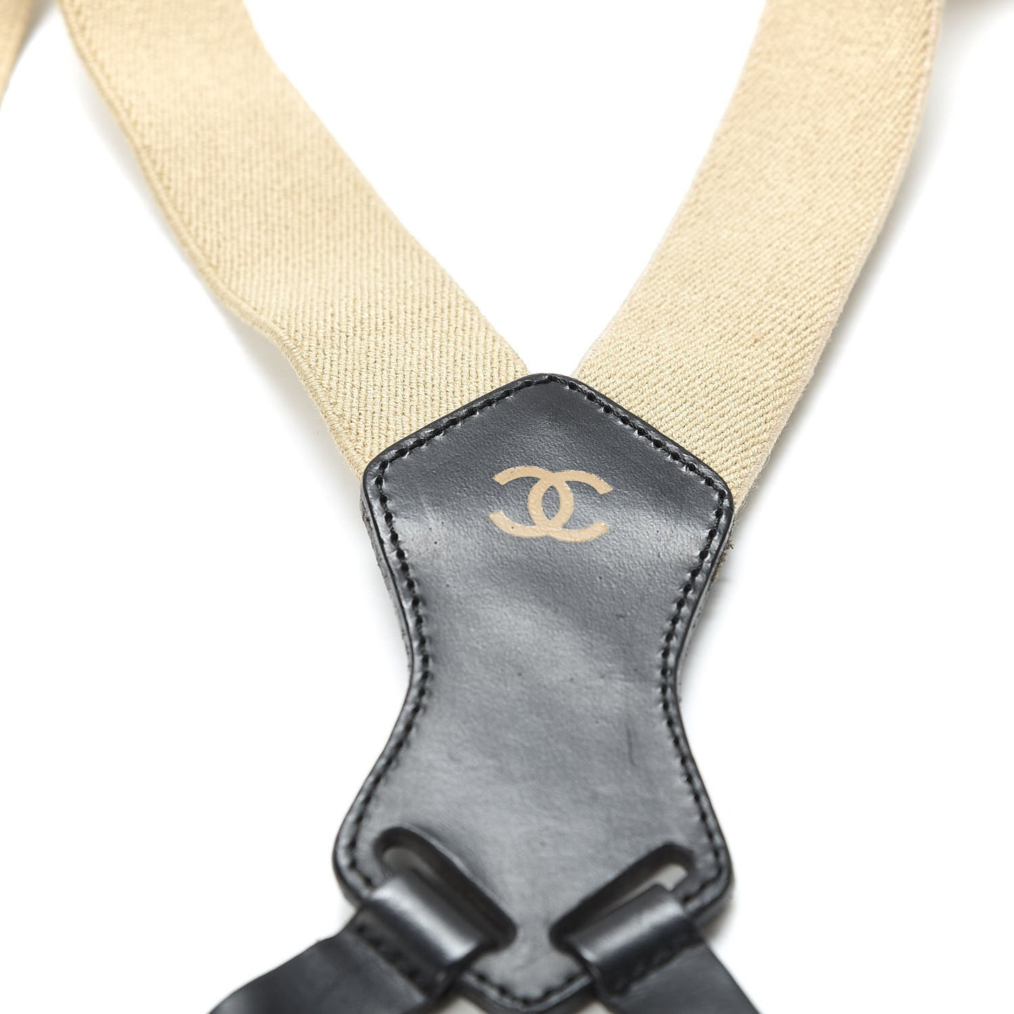 Elastic Logo Suspenders Beige Black