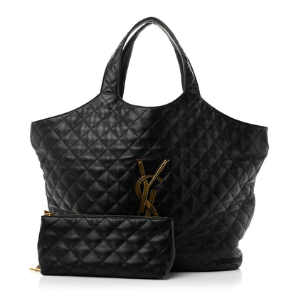 Saint Laurent Lambskin Quilted Maxi Icare Shopping Tote Black 2 of 14