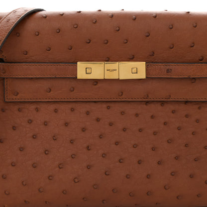 Saint Laurent Ostrich Small Manhattan Shoulder Bag Cognac 5 of 12